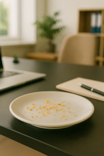 Leerer Teller mit Krümeln